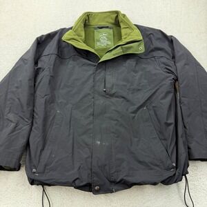 LL Bean Mens XL 3-in-1 System Jacket Black Olive Green Fleece Liner 265276